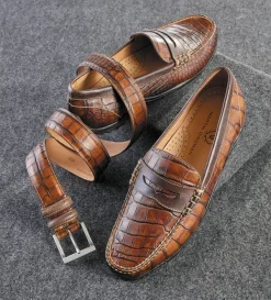 Martin Dingman Bill Alligator-Grain Loafers- Dress Shoes