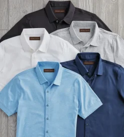 Raffi Patrick James Aqua Cotton Shirt- Short Sleeve Sport Shirts