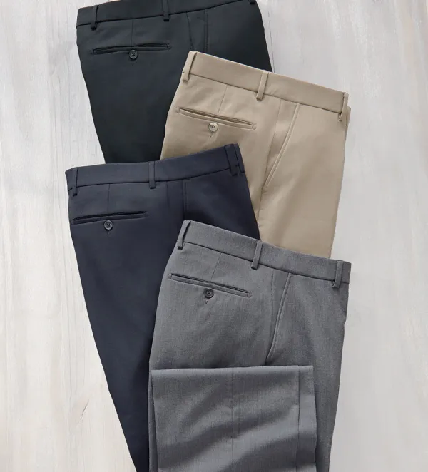 Patrick James Gabardine Double-Pleat Slacks- Dress Pants