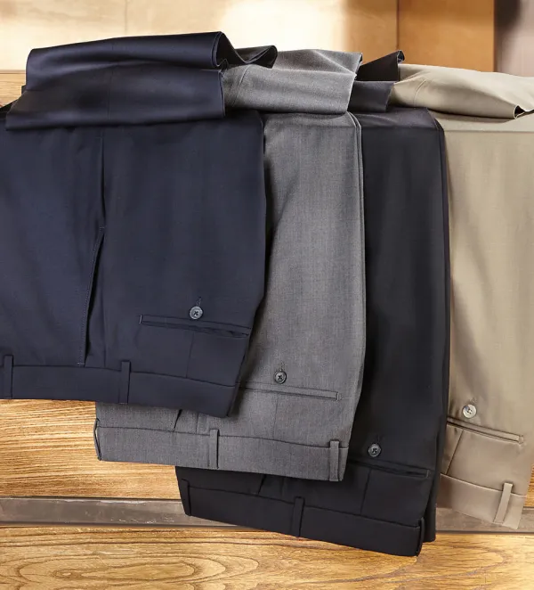 Patrick James Gabardine Flat-Front Slacks- Dress Pants