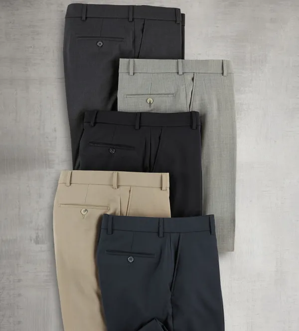 Patrick James Gabardine Flat-Front Slacks- Dress Pants