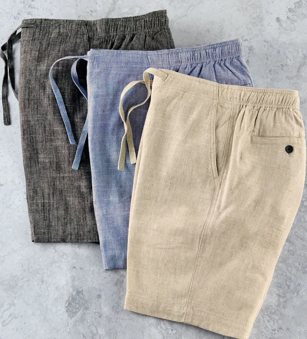 Patrick James Linen Drawstring Shorts- Shorts