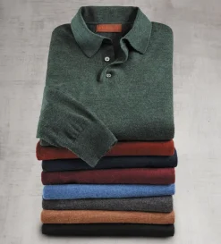 Patrick James Merino Wool Polo Sweater- Pullovers & Layers