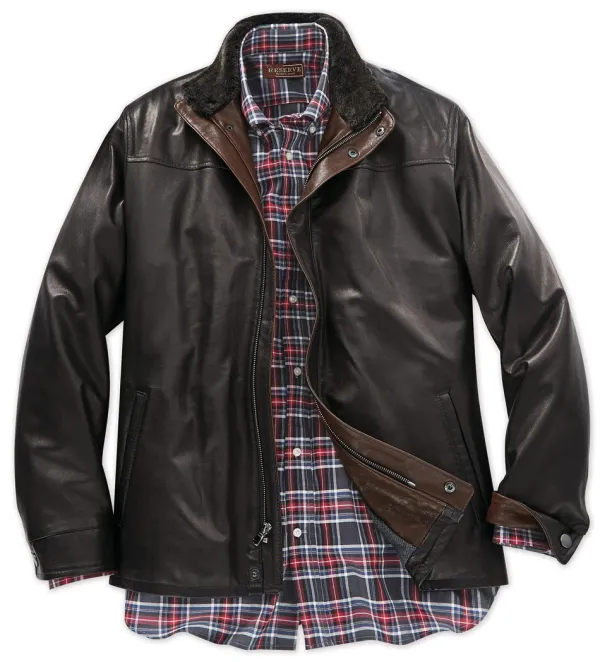 Remy Leather Three-Quarter Length Jacket- Leather & Suede