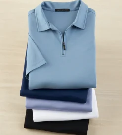 Robert Barakett Georgia Zip Polo- Polos & Knits
