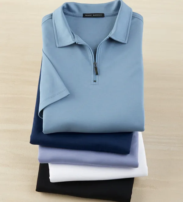 Robert Barakett Georgia Zip Polo- Polos & Knits