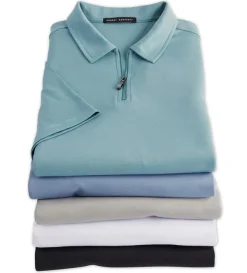Robert Barakett Georgia Zip Polo- Polos & Knits