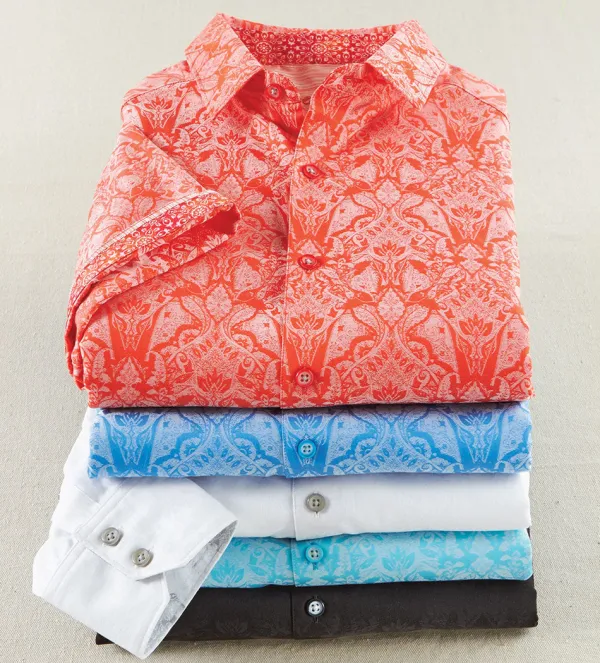 Robert Graham Highland Jacquard Short Sleeve Shirt- Short Sleeve Sport Shirts