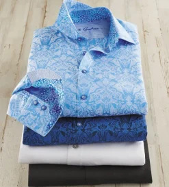 Robert Graham Highland Long Sleeve Jacquard Shirt- Long Sleeve Sport Shirts