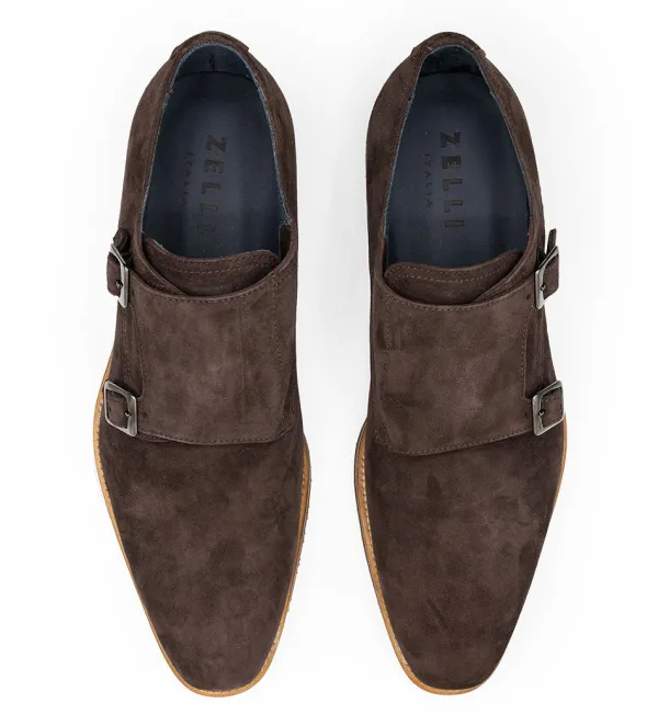 Zelli Leggera Sueded Goatskin Double Monk Strap Shoe- Dress Shoes