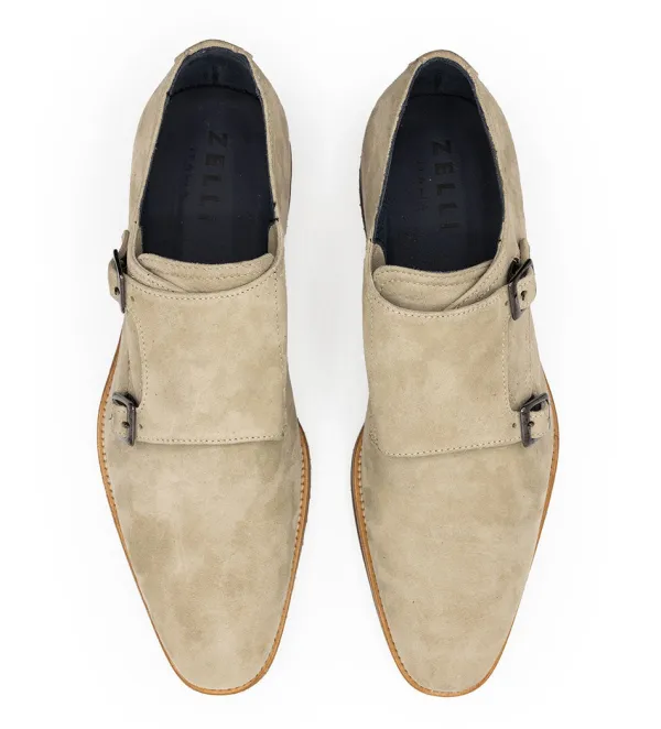 Zelli Leggera Sueded Goatskin Double Monk Strap Shoe- Casual Shoes
