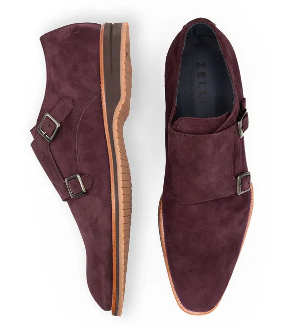 Zelli Leggera Sueded Goatskin Double Monk Strap Shoe- Casual Shoes