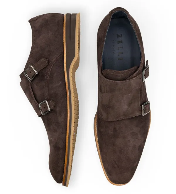 Zelli Leggera Sueded Goatskin Double Monk Strap Shoe- Casual Shoes