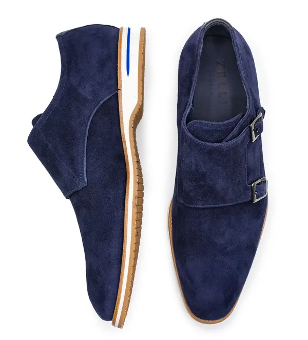Zelli Leggera Sueded Goatskin Double Monk Strap Shoe- Casual Shoes